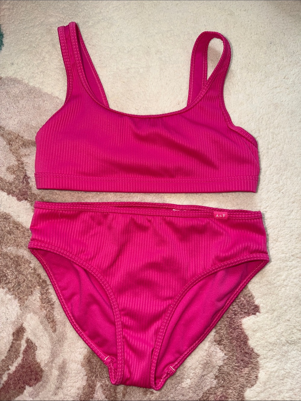 abercrombie kids Bright Pink Ribbed Two-Piece Swim Set